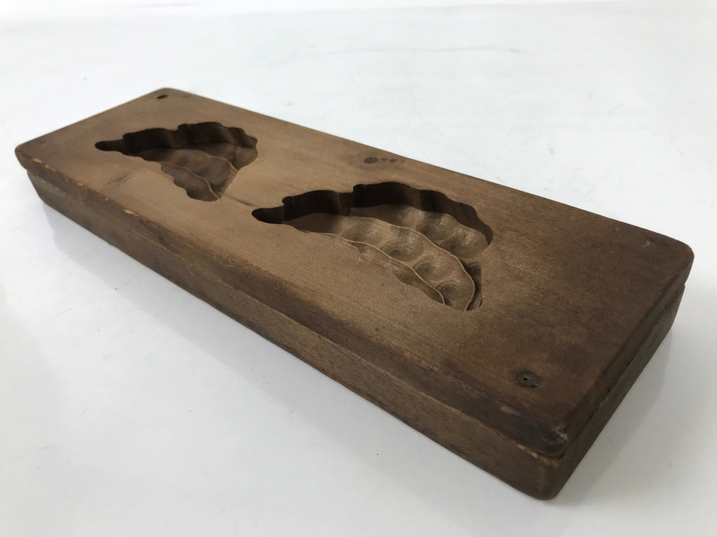 Japanese Wood Carved Kashigata Cake Mold Vtg Sweet Wagashi Beans Mame Kg553