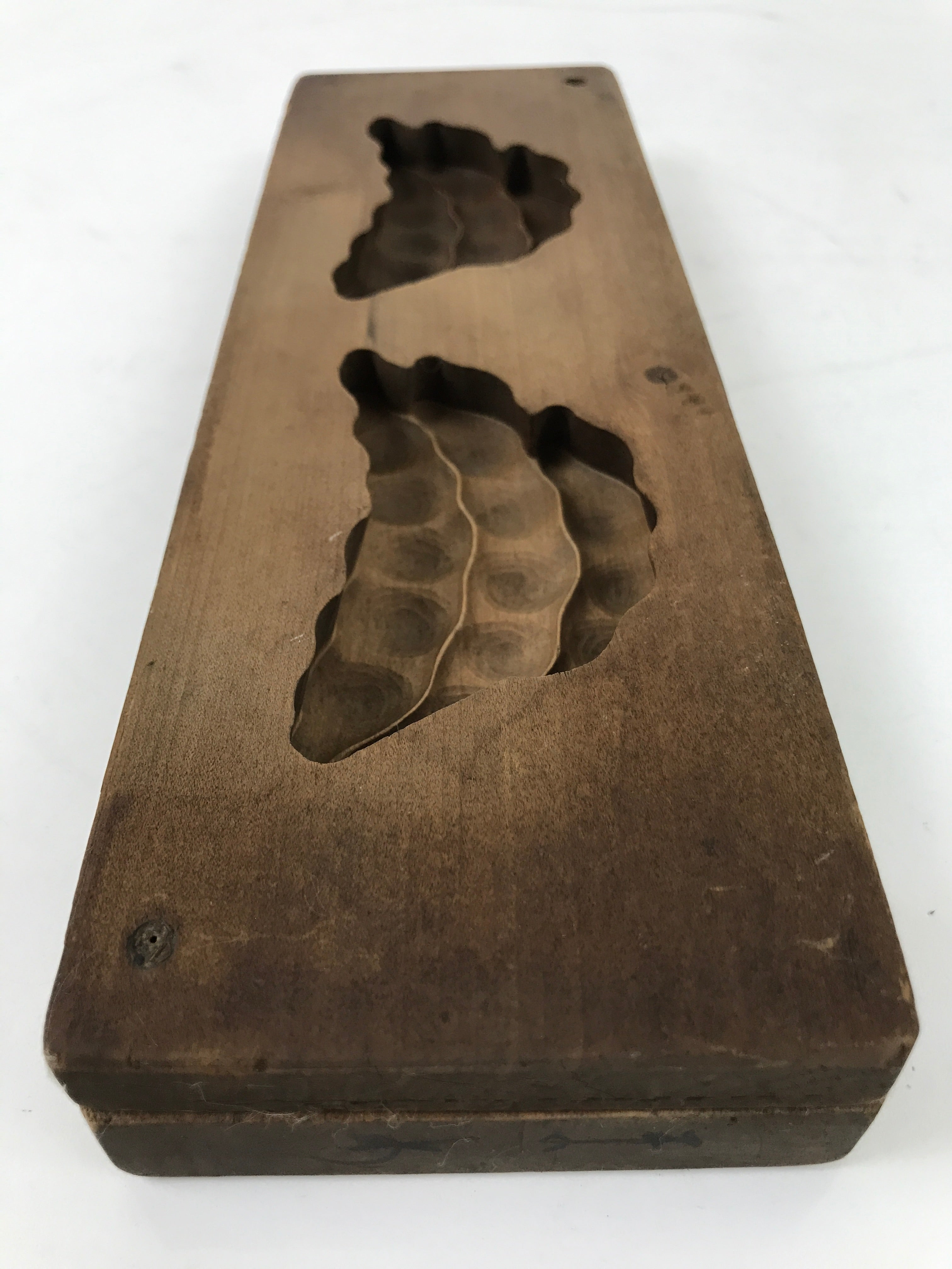 Japanese Wood Carved Kashigata Cake Mold Vtg Sweet Wagashi Beans Mame Kg553