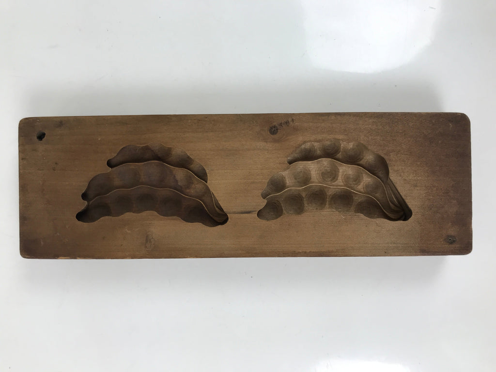 Japanese Wood Carved Kashigata Cake Mold Vtg Sweet Wagashi Beans Mame Kg553