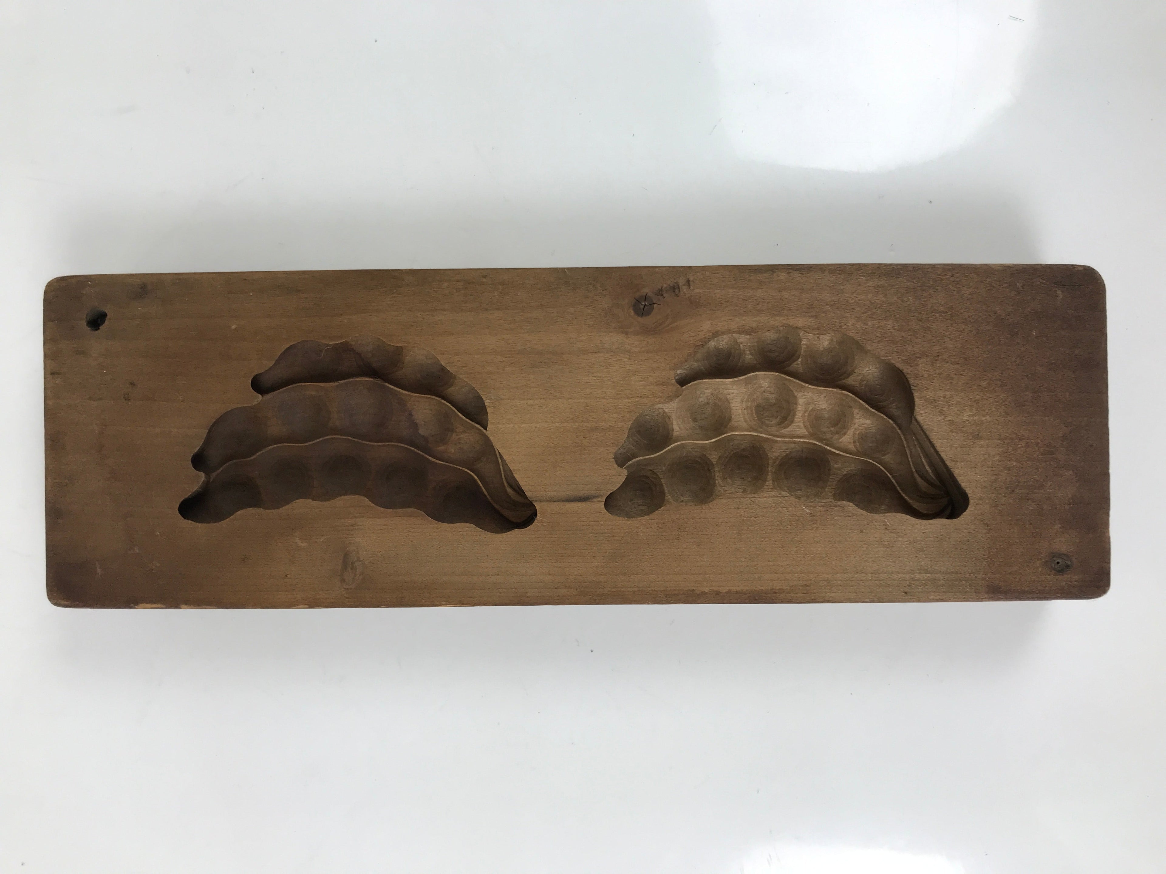 Japanese Wood Carved Kashigata Cake Mold Vtg Sweet Wagashi Beans Mame Kg553