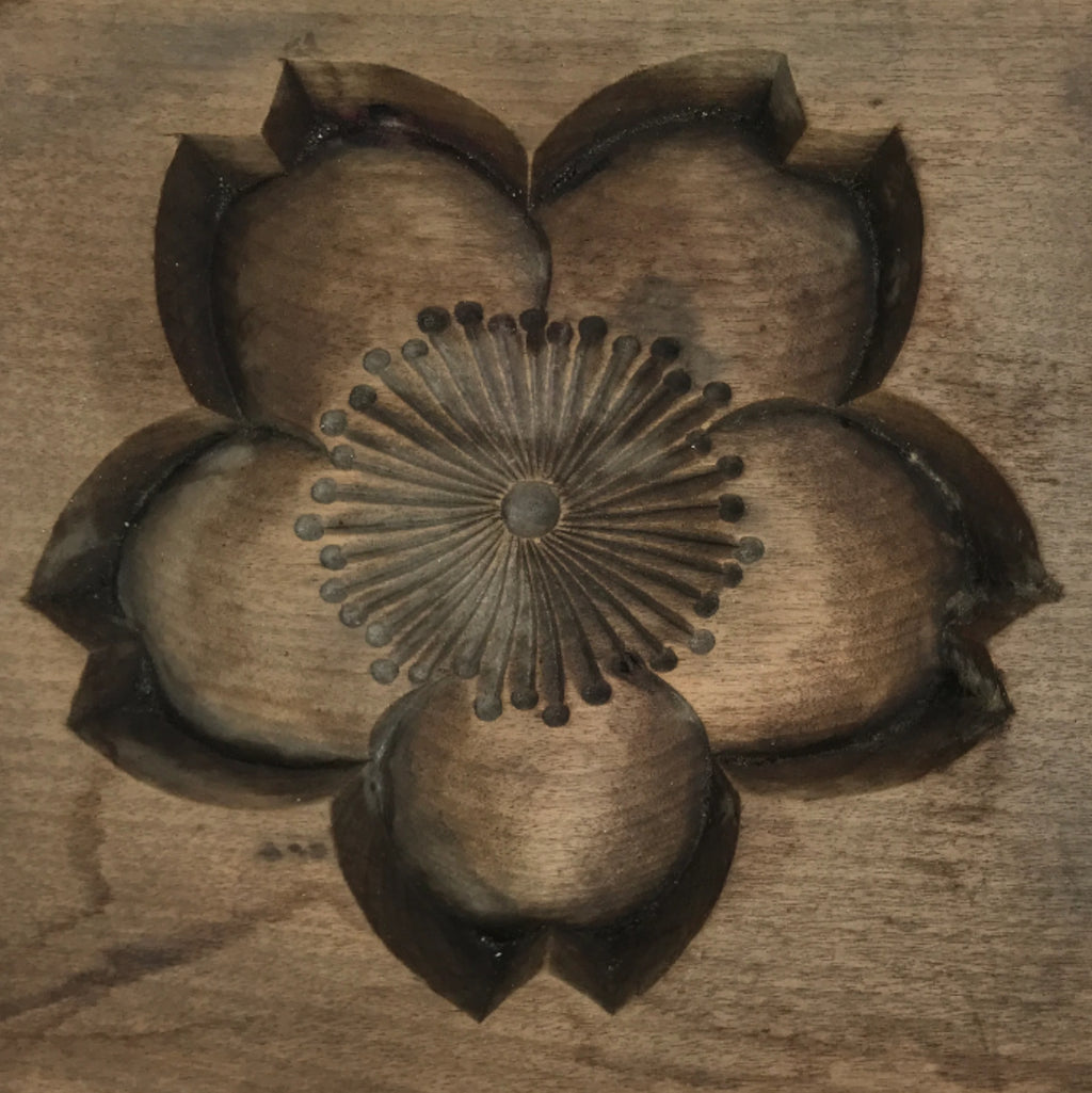 Japanese Wood Carved Kashigata Cake Mold Vtg Sweet Wagashi Cherry Blossom Kg591