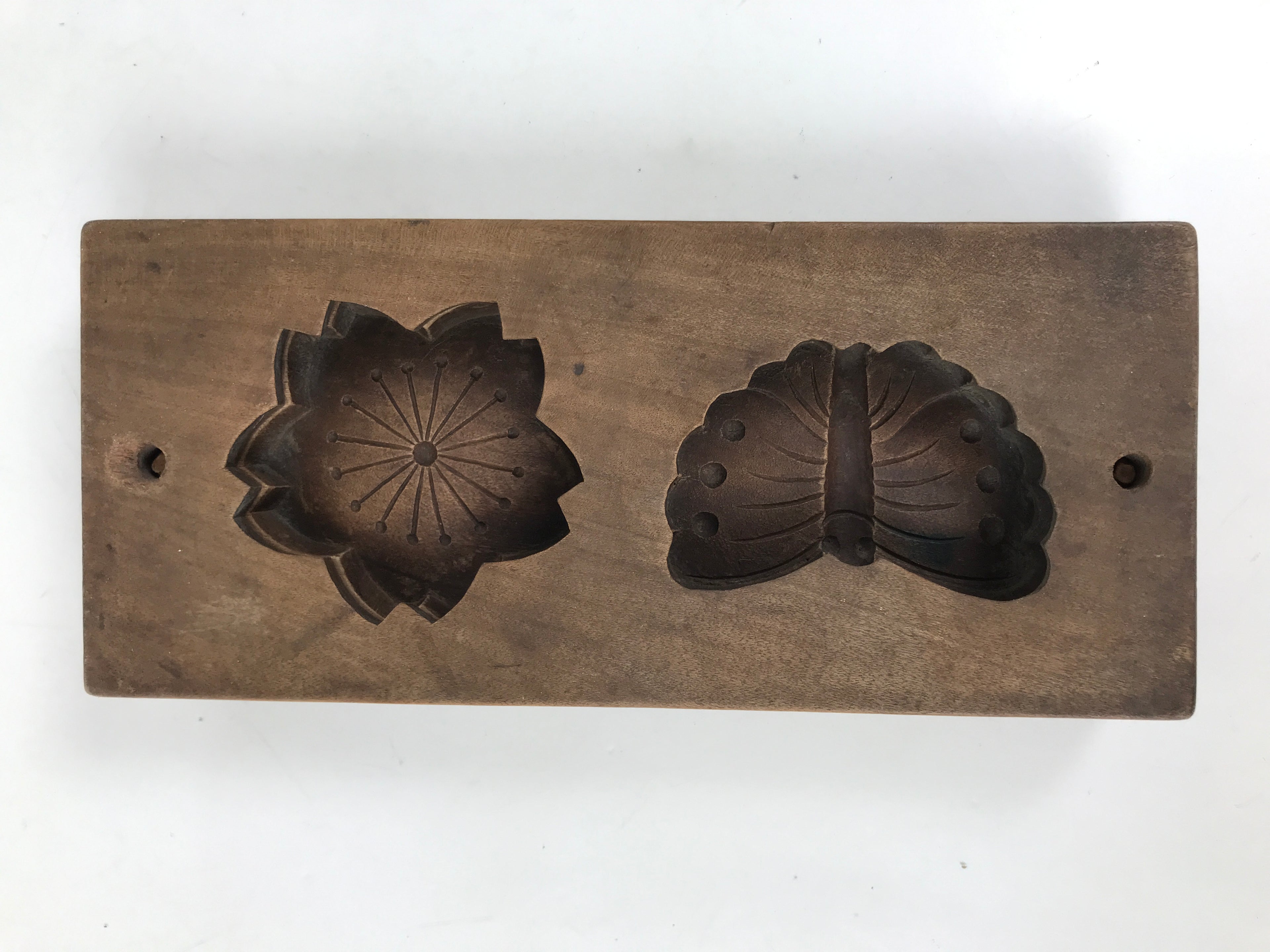 Japanese Wood Carved Kashigata Cake Mold Vtg Sweet Wagashi Cherry Blossom Kg695