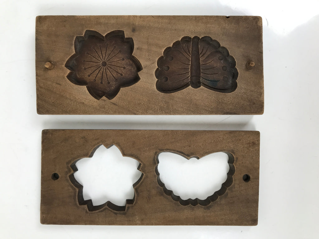 Japanese Wood Carved Kashigata Cake Mold Vtg Sweet Wagashi Cherry Blossom Kg695