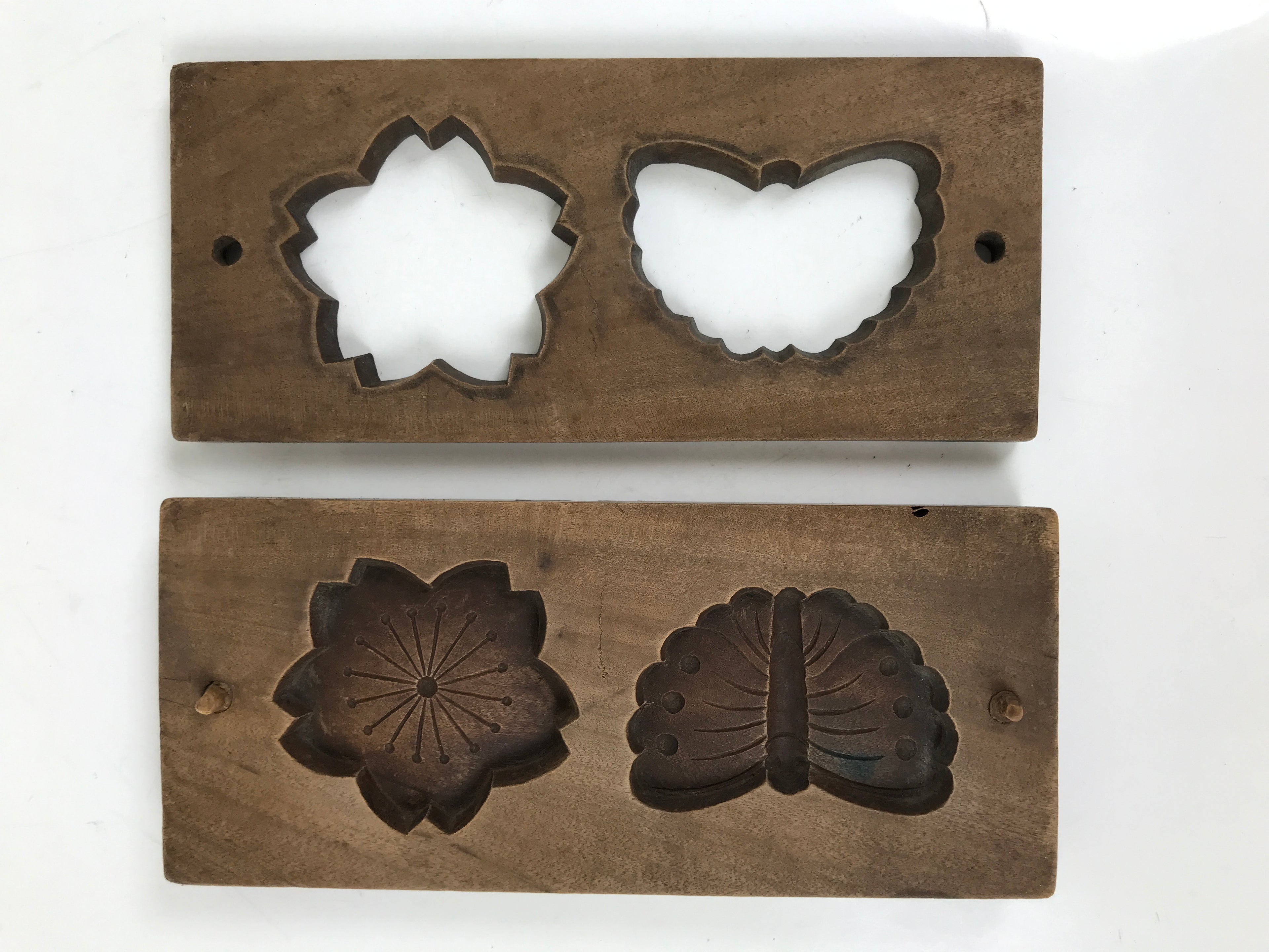 Japanese Wood Carved Kashigata Cake Mold Vtg Sweet Wagashi Cherry Blossom Kg695