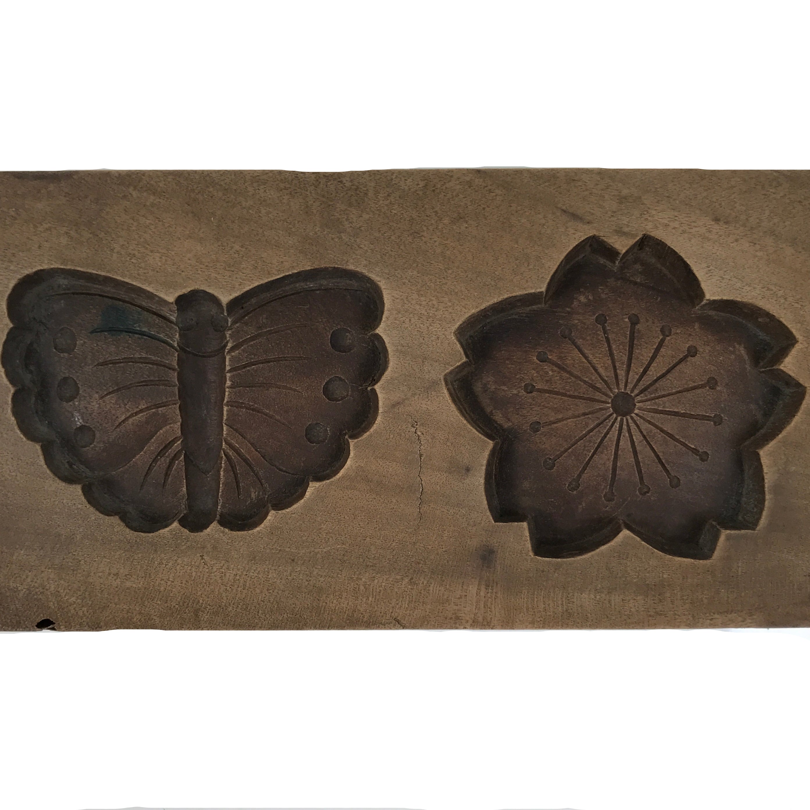 Japanese Wood Carved Kashigata Cake Mold Vtg Sweet Wagashi Cherry Blossom Kg695