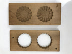 Japanese Wood Carved Kashigata Cake Mold Vtg Sweet Wagashi Cherry Blossoms Kg711