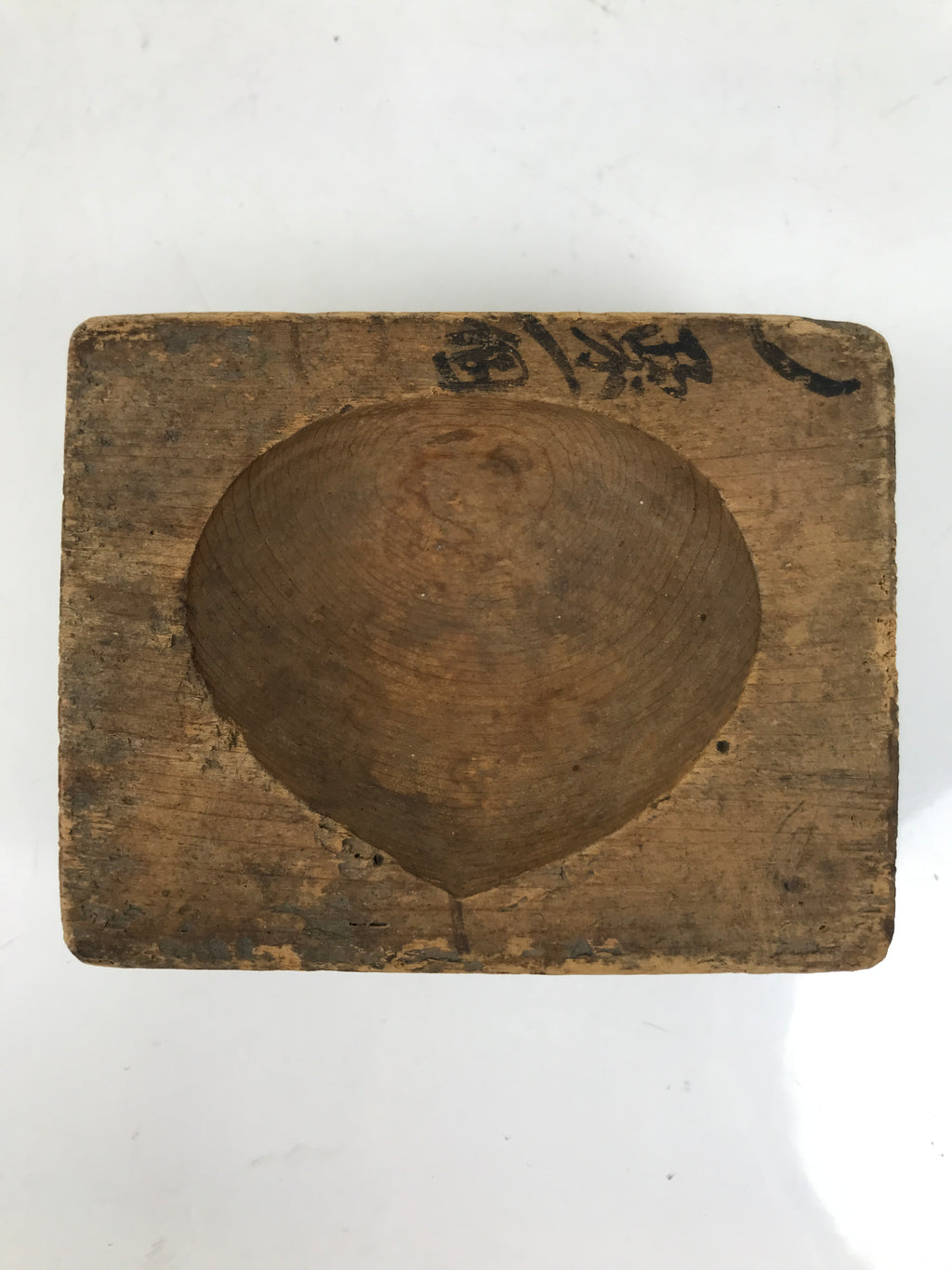 Japanese Wood Carved Kashigata Cake Mold Vtg Sweet Wagashi Clam Shell Kai Kg731