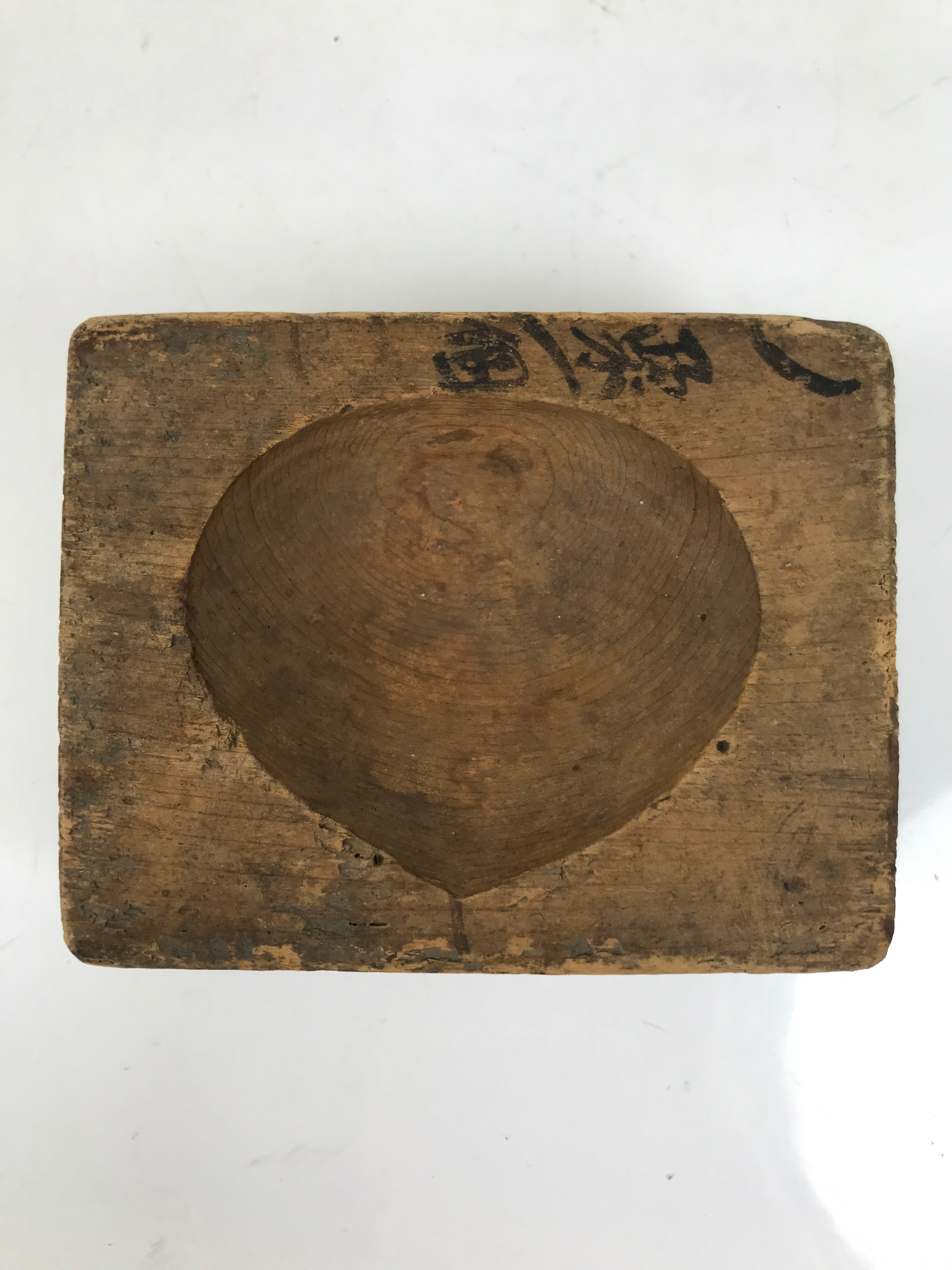 Japanese Wood Carved Kashigata Cake Mold Vtg Sweet Wagashi Clam Shell Kai Kg731
