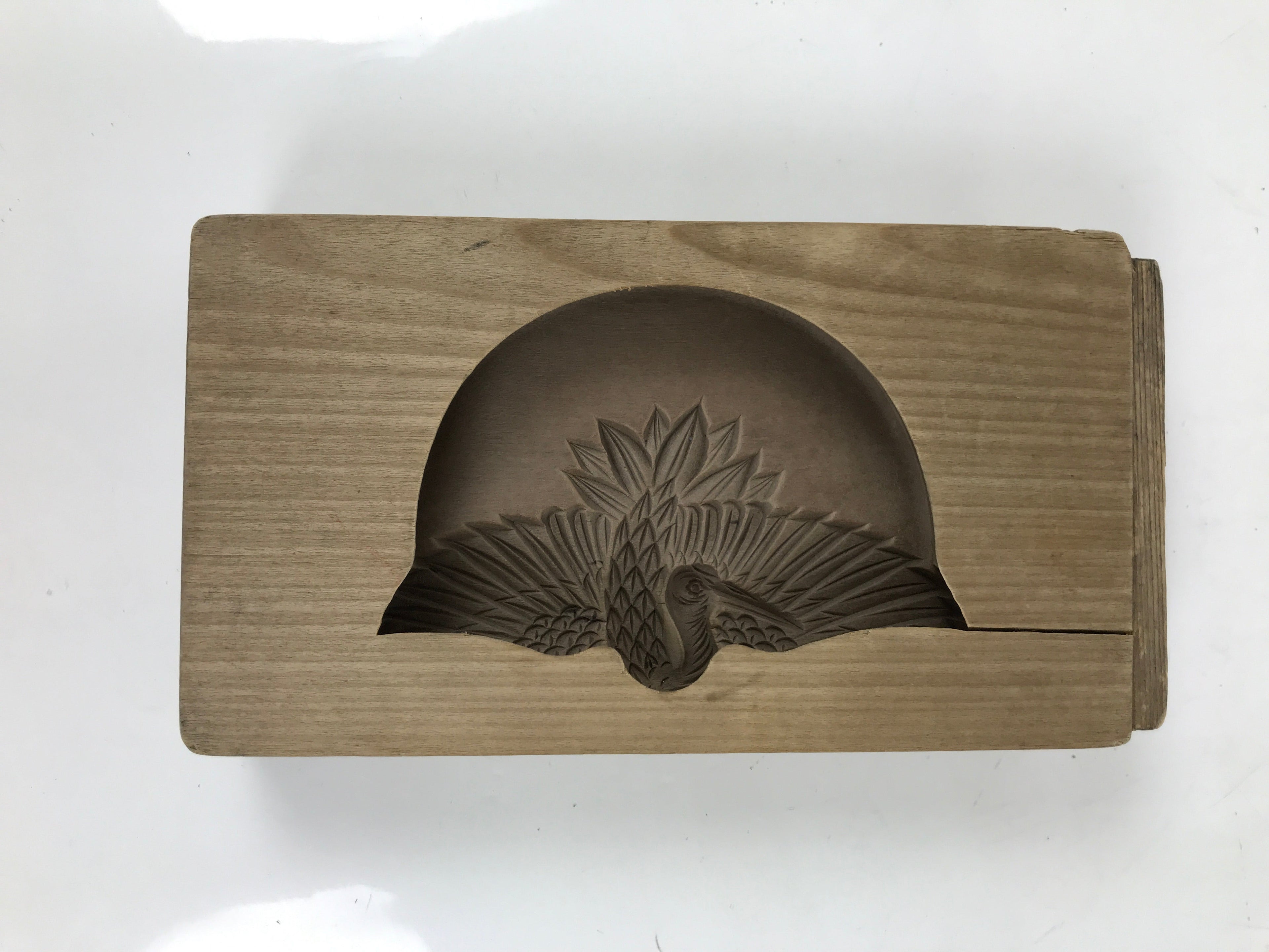 Japanese Wood Carved Kashigata Cake Mold Vtg Sweet Wagashi Crane Tsuru Kg606