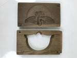 Japanese Wood Carved Kashigata Cake Mold Vtg Sweet Wagashi Crane Tsuru Kg606