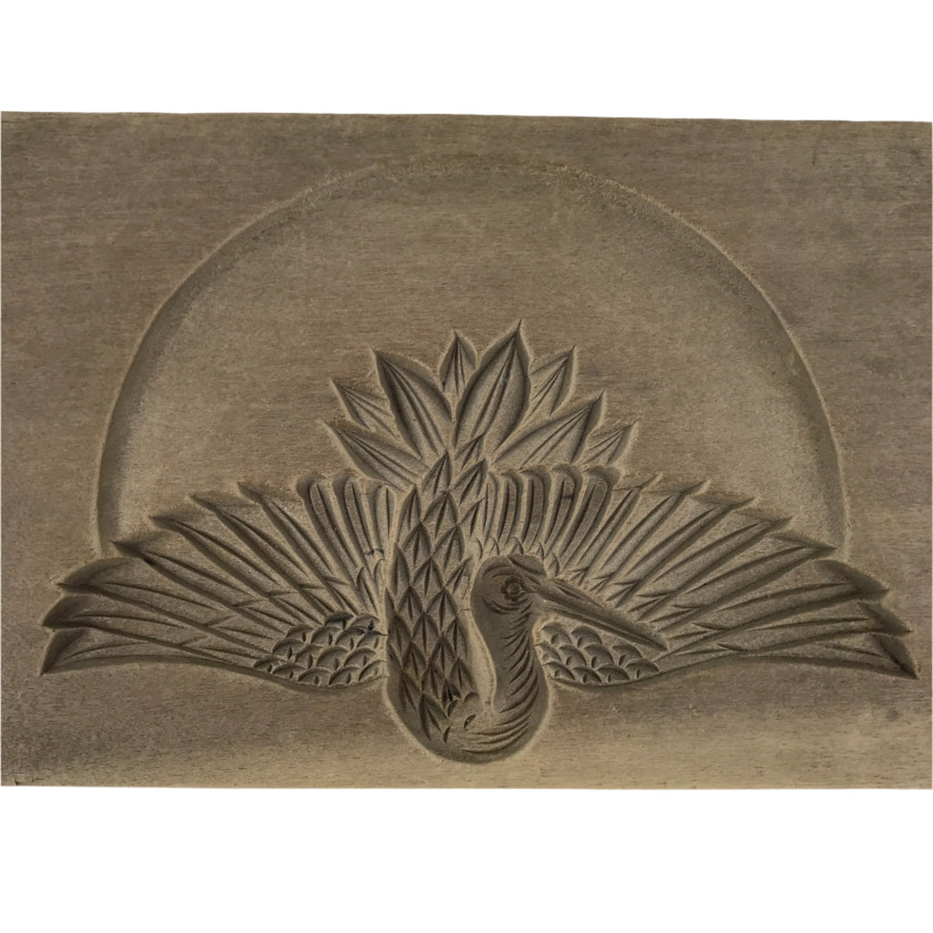 Japanese Wood Carved Kashigata Cake Mold Vtg Sweet Wagashi Crane Tsuru Kg606