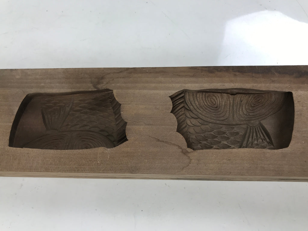 Japanese Wood Carved Kashigata Cake Mold Vtg Sweet Wagashi Cut Madai Fish Kg573