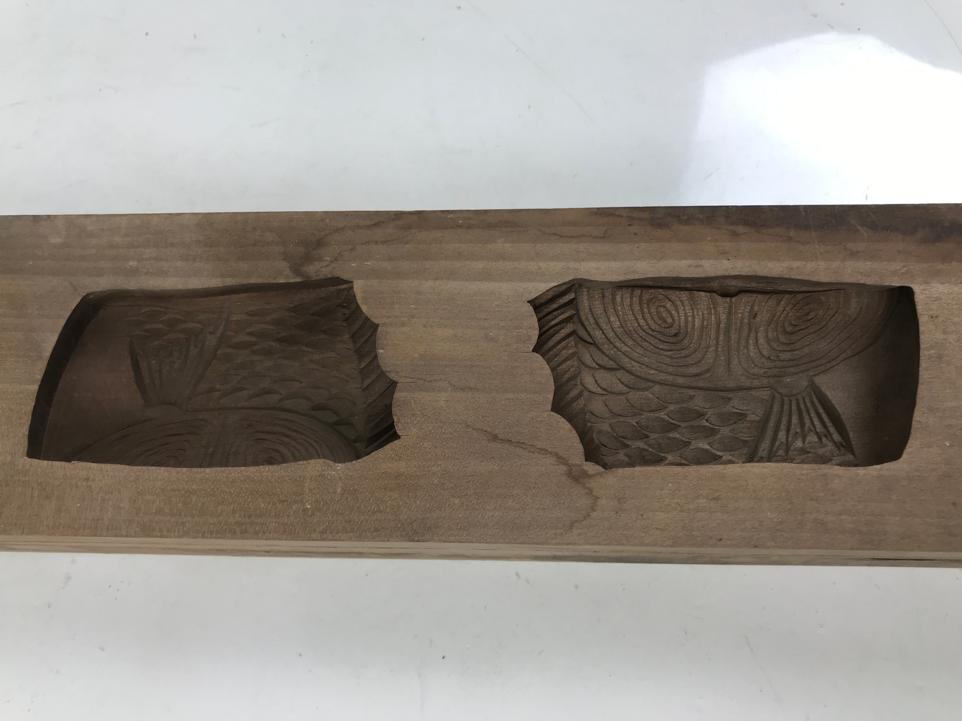 Japanese Wood Carved Kashigata Cake Mold Vtg Sweet Wagashi Cut Madai Fish Kg573