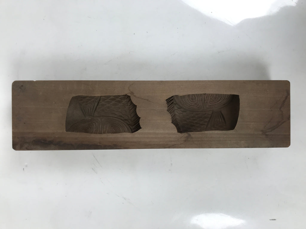 Japanese Wood Carved Kashigata Cake Mold Vtg Sweet Wagashi Cut Madai Fish Kg573