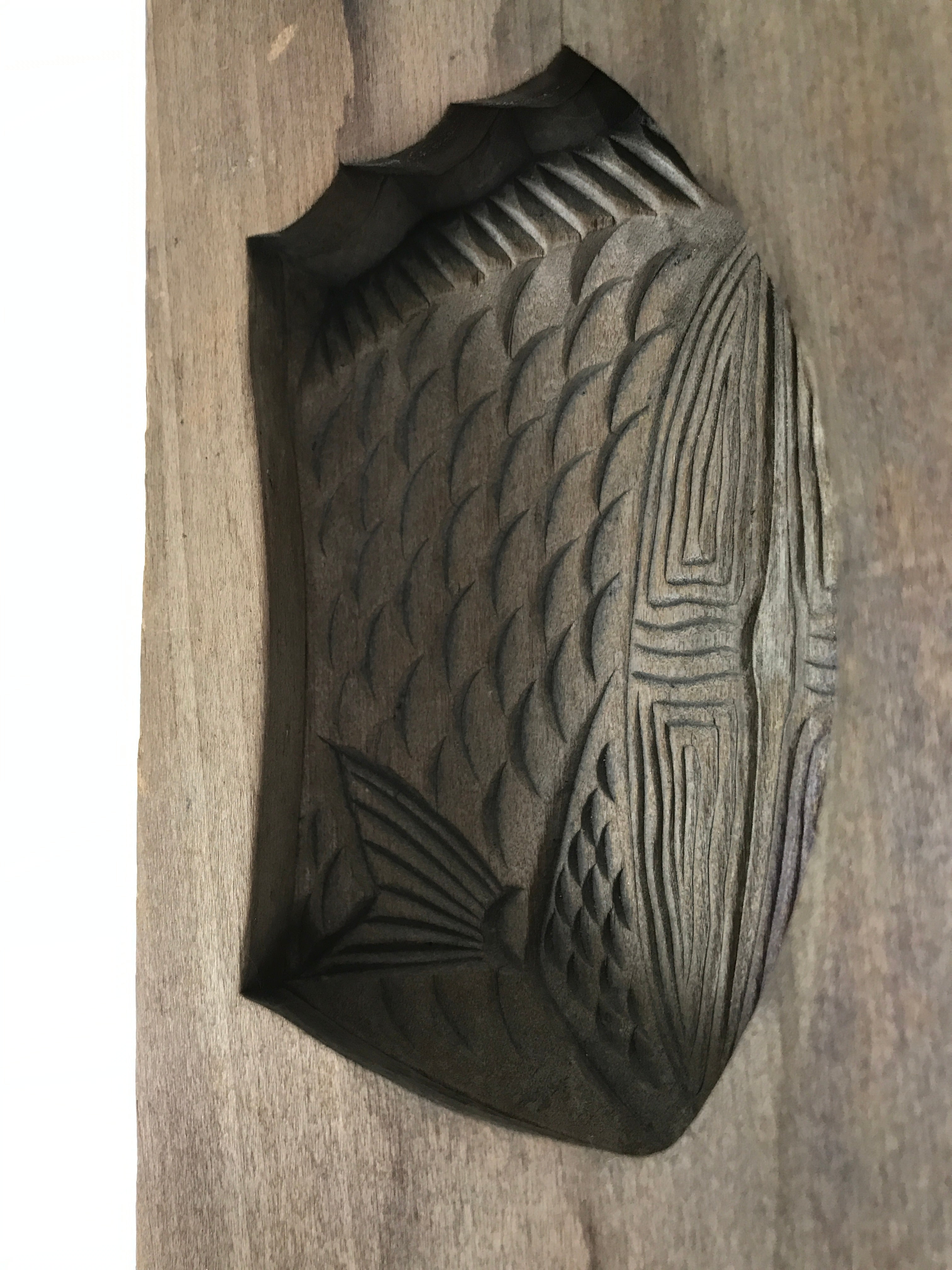 Japanese Wood Carved Kashigata Cake Mold Vtg Sweet Wagashi Cut Madai Fish Kg599
