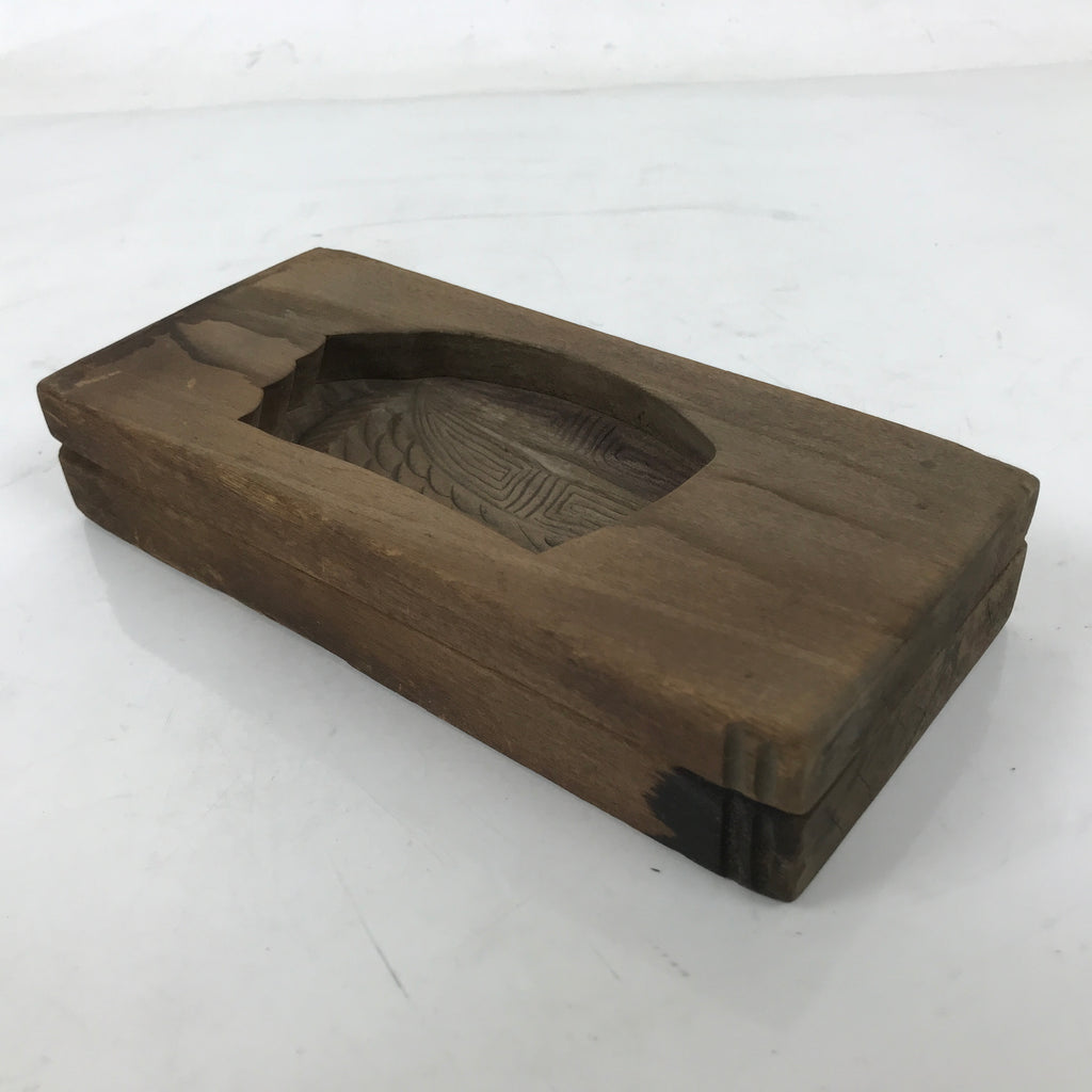 Japanese Wood Carved Kashigata Cake Mold Vtg Sweet Wagashi Cut Madai Fish Kg599
