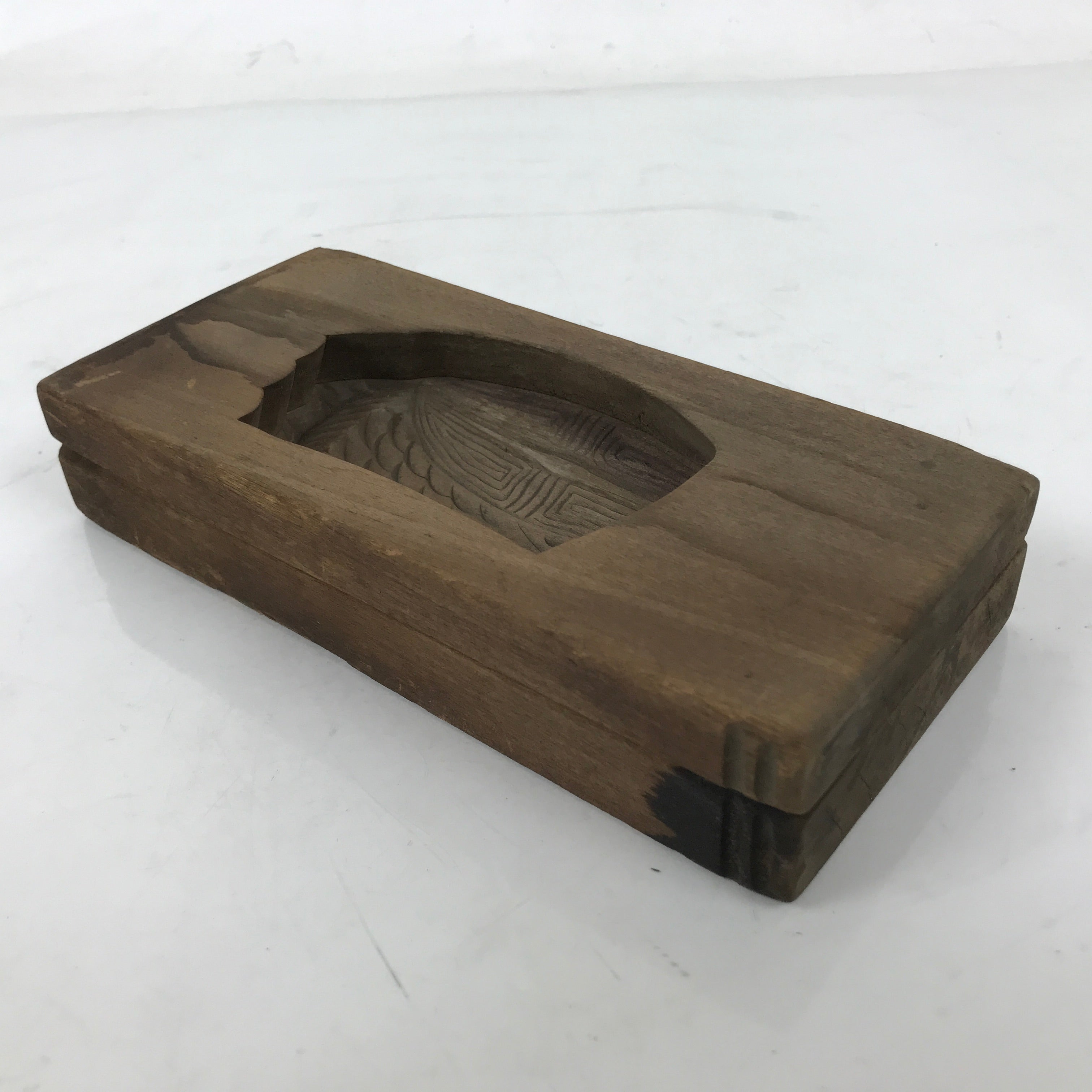 Japanese Wood Carved Kashigata Cake Mold Vtg Sweet Wagashi Cut Madai Fish Kg599