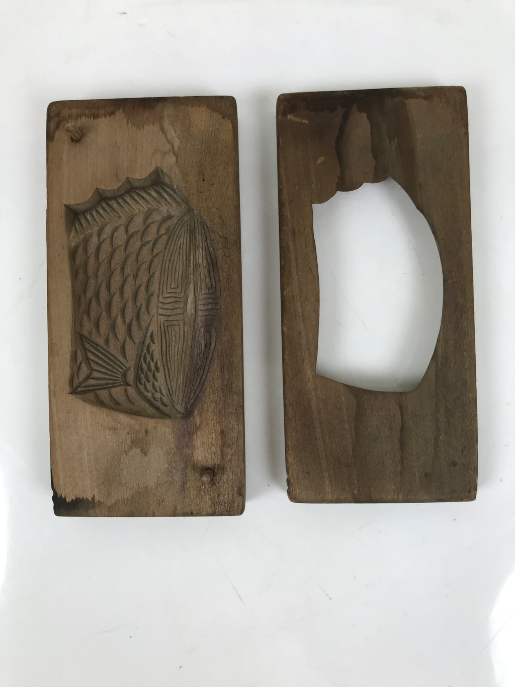 Japanese Wood Carved Kashigata Cake Mold Vtg Sweet Wagashi Cut Madai Fish Kg599