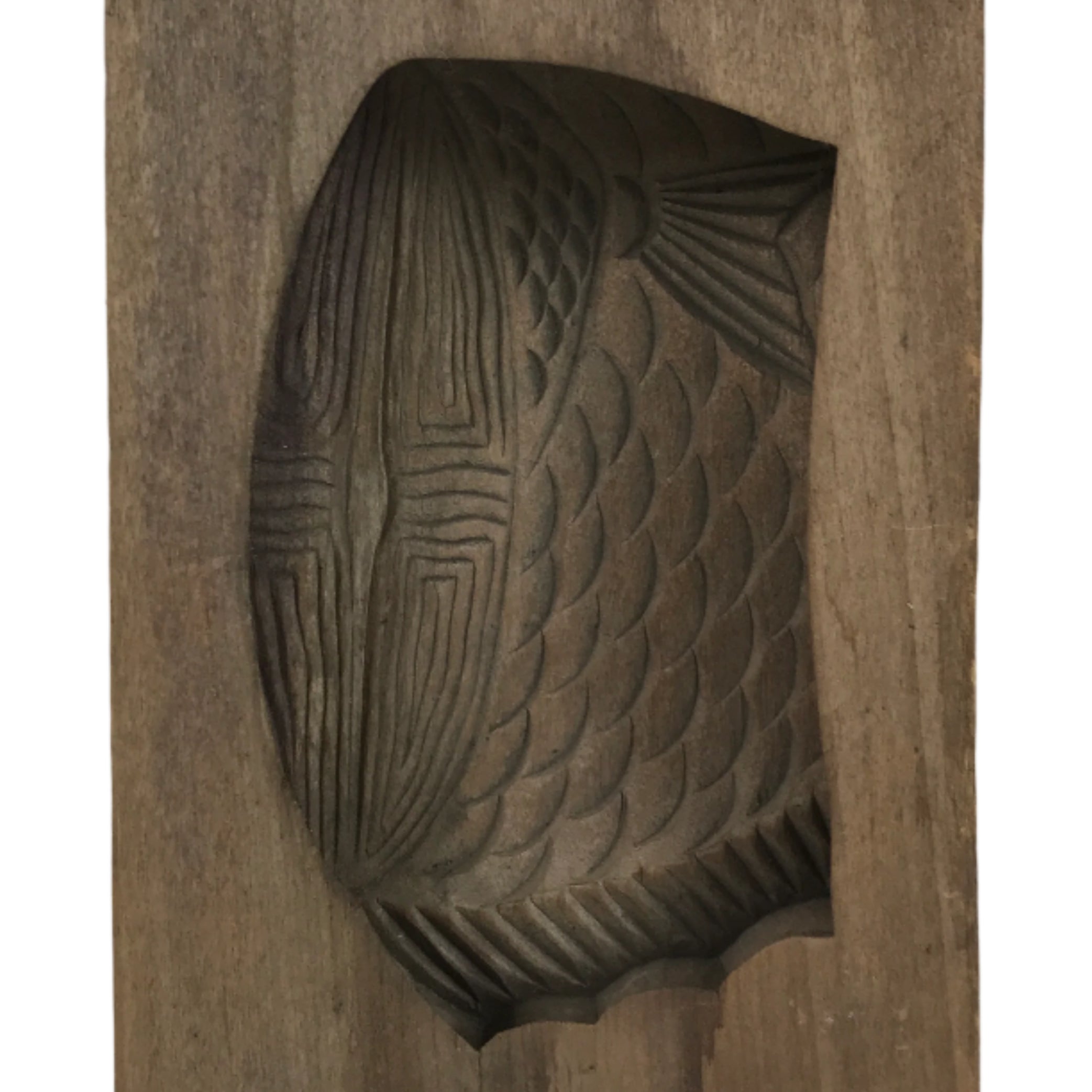 Japanese Wood Carved Kashigata Cake Mold Vtg Sweet Wagashi Cut Madai Fish Kg599