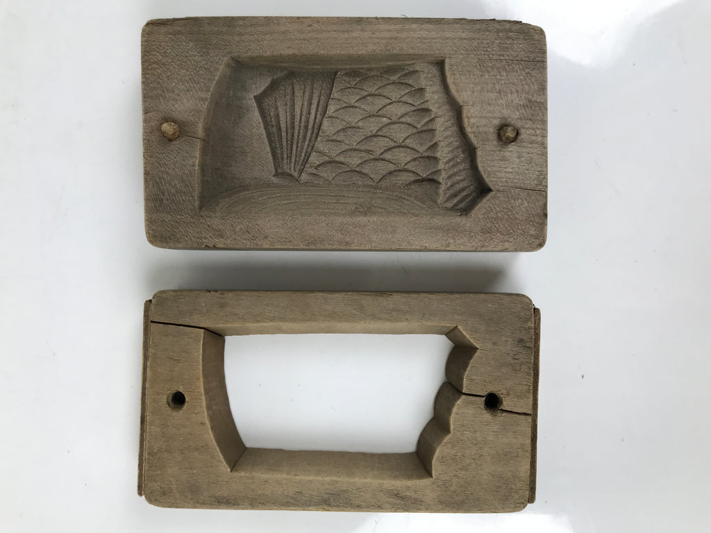 Japanese Wood Carved Kashigata Cake Mold Vtg Sweet Wagashi Cut Madai Fish Kg637