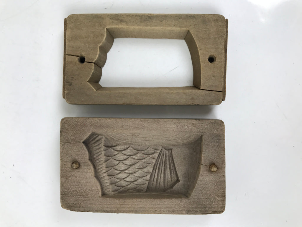Japanese Wood Carved Kashigata Cake Mold Vtg Sweet Wagashi Cut Madai Fish Kg637