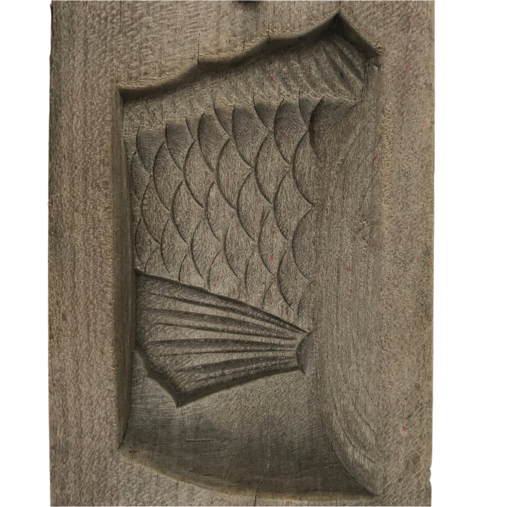 Japanese Wood Carved Kashigata Cake Mold Vtg Sweet Wagashi Cut Madai Fish Kg637