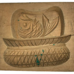 Japanese Wood Carved Kashigata Cake Mold Vtg Sweet Wagashi Fish Basket Kg593