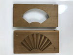 Japanese Wood Carved Kashigata Cake Mold Vtg Sweet Wagashi Folding Fan Kg581