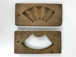 Japanese Wood Carved Kashigata Cake Mold Vtg Sweet Wagashi Folding Fan Kg687