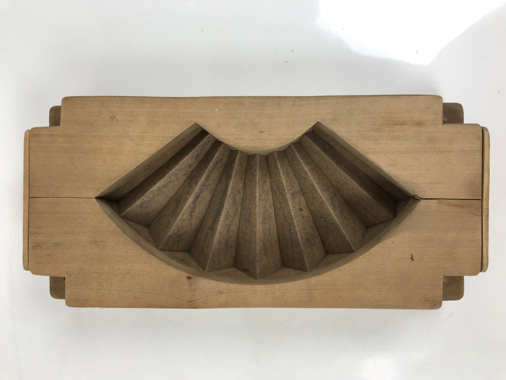 Japanese Wood Carved Kashigata Cake Mold Vtg Sweet Wagashi Folding Fan Kg709
