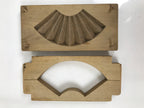 Japanese Wood Carved Kashigata Cake Mold Vtg Sweet Wagashi Folding Fan Kg709
