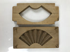 Japanese Wood Carved Kashigata Cake Mold Vtg Sweet Wagashi Folding Fan Kg709