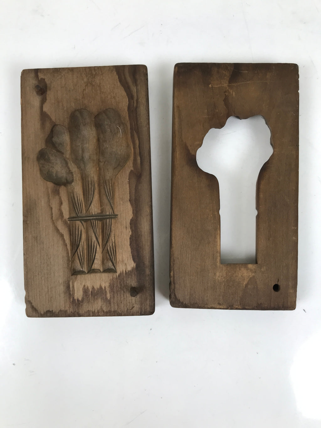 Japanese Wood Carved Kashigata Cake Mold Vtg Sweet Wagashi Ginger Shouga Kg597
