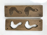 Japanese Wood Carved Kashigata Cake Mold Vtg Sweet Wagashi Goby Fish Haze Kg696