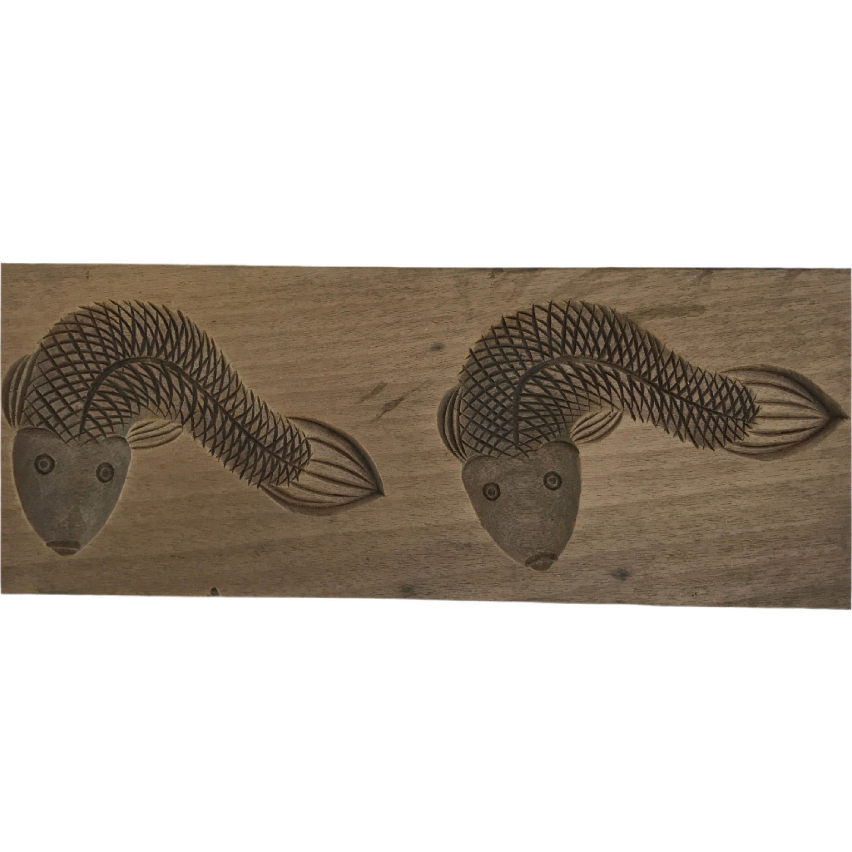 Japanese Wood Carved Kashigata Cake Mold Vtg Sweet Wagashi Goby Fish Haze Kg696