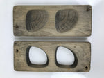 Japanese Wood Carved Kashigata Cake Mold Vtg Sweet Wagashi Hamuguri Clams Kg615
