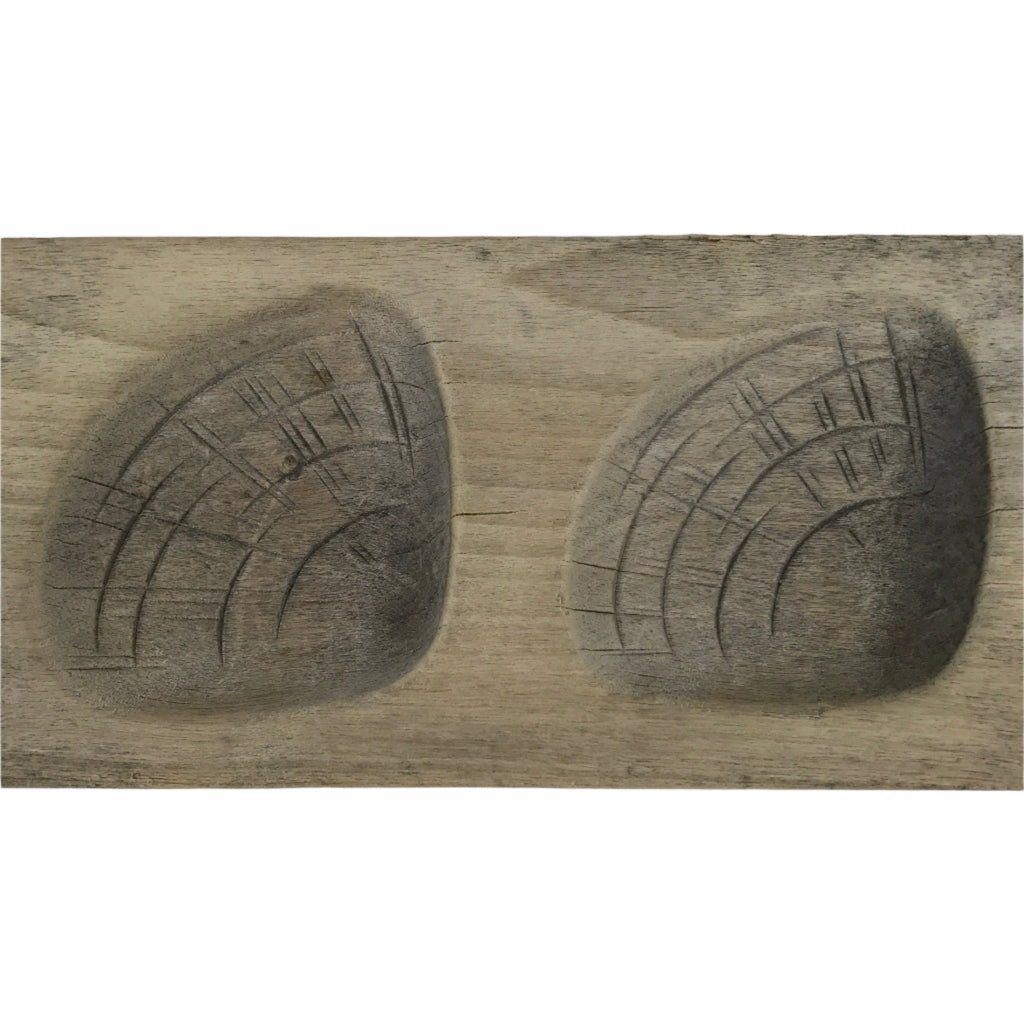 Japanese Wood Carved Kashigata Cake Mold Vtg Sweet Wagashi Hamuguri Clams Kg615