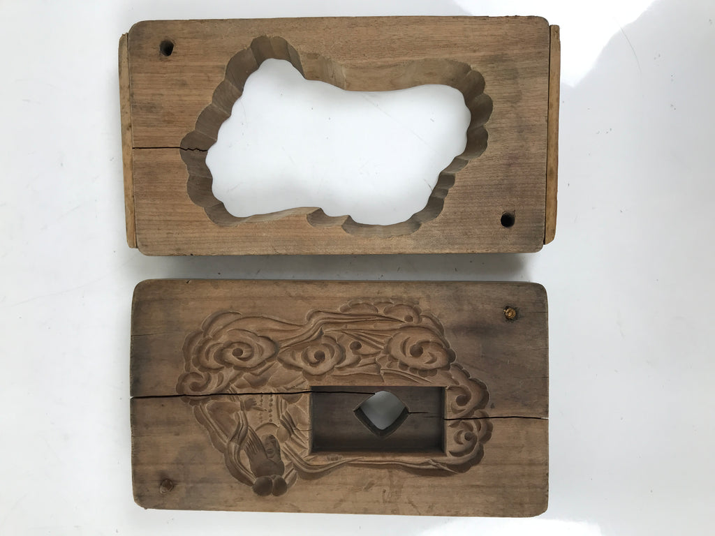 Japanese Wood Carved Kashigata Cake Mold Vtg Sweet Wagashi Heavenly Being Kg652