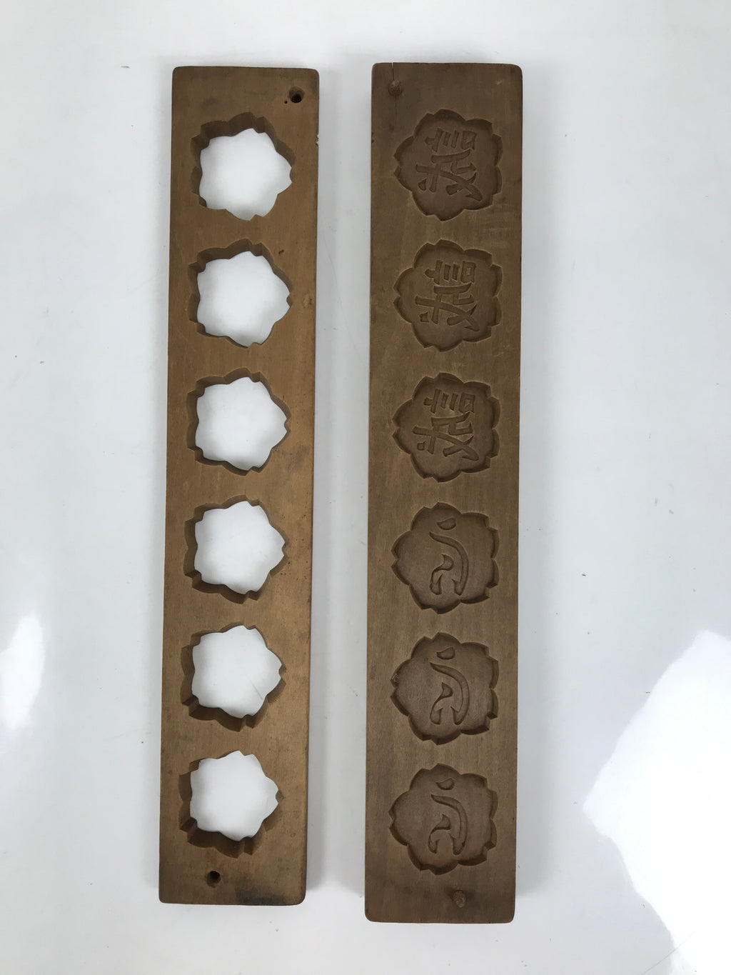 Japanese Wood Carved Kashigata Cake Mold Vtg Sweet Wagashi Kanji Sincerity Kg700