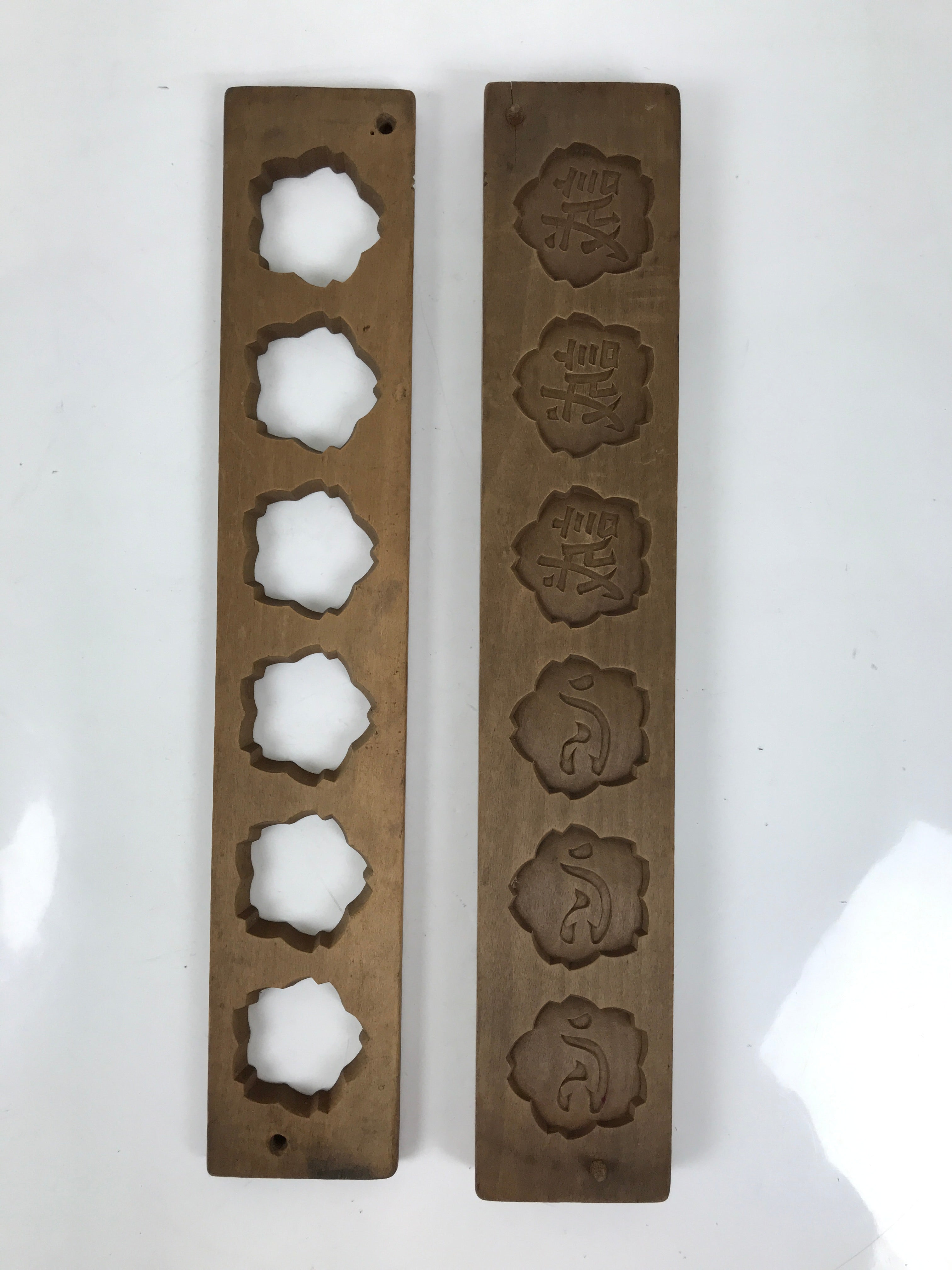 Japanese Wood Carved Kashigata Cake Mold Vtg Sweet Wagashi Kanji Sincerity Kg700