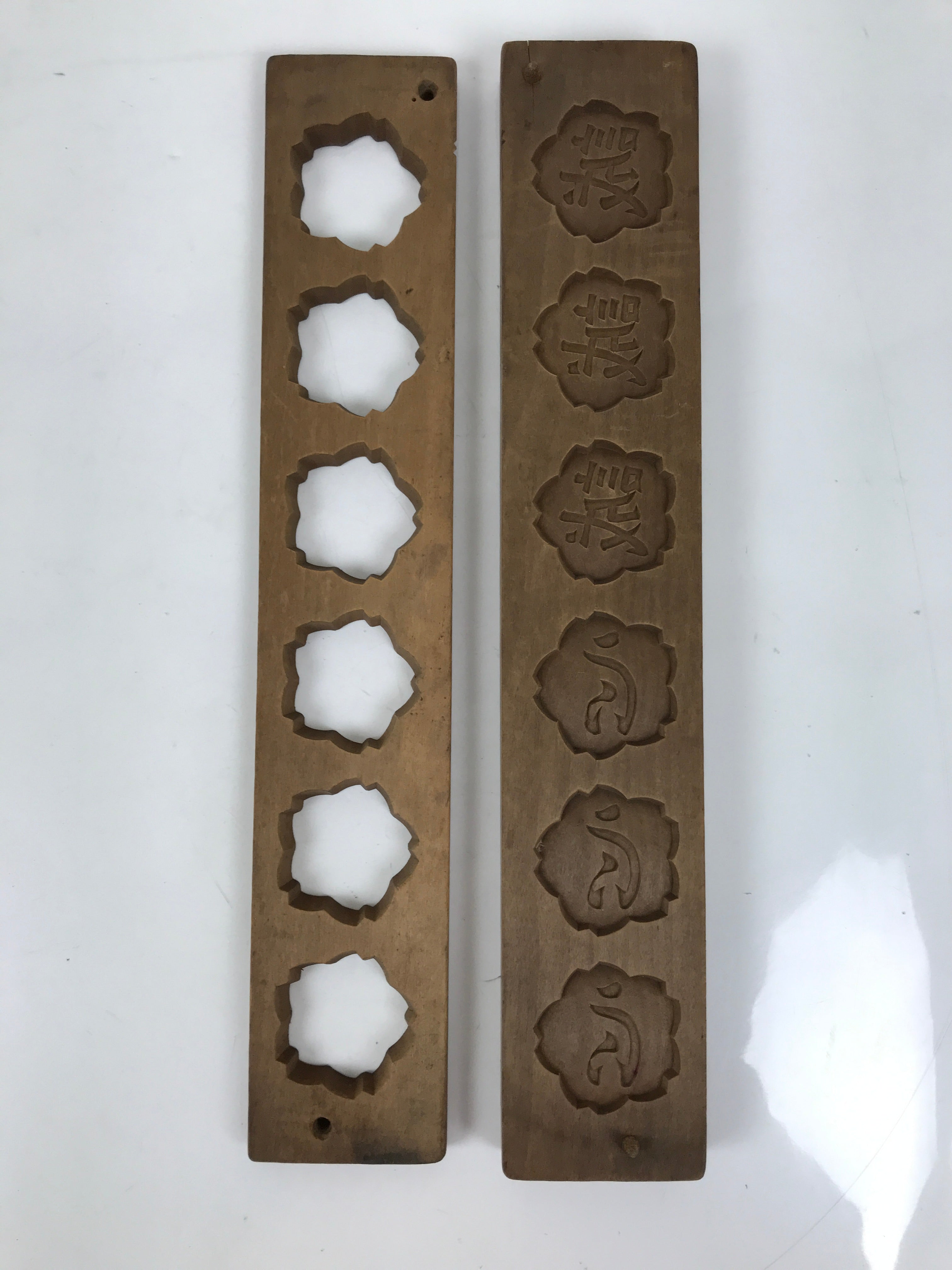 Japanese Wood Carved Kashigata Cake Mold Vtg Sweet Wagashi Kanji Sincerity Kg700