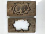Japanese Wood Carved Kashigata Cake Mold Vtg Sweet Wagashi Lotus Flower Kg661