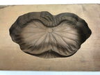 Japanese Wood Carved Kashigata Cake Mold Vtg Sweet Wagashi Lotus Leaf Kg576