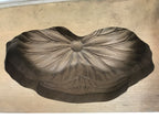 Japanese Wood Carved Kashigata Cake Mold Vtg Sweet Wagashi Lotus Leaf Kg576