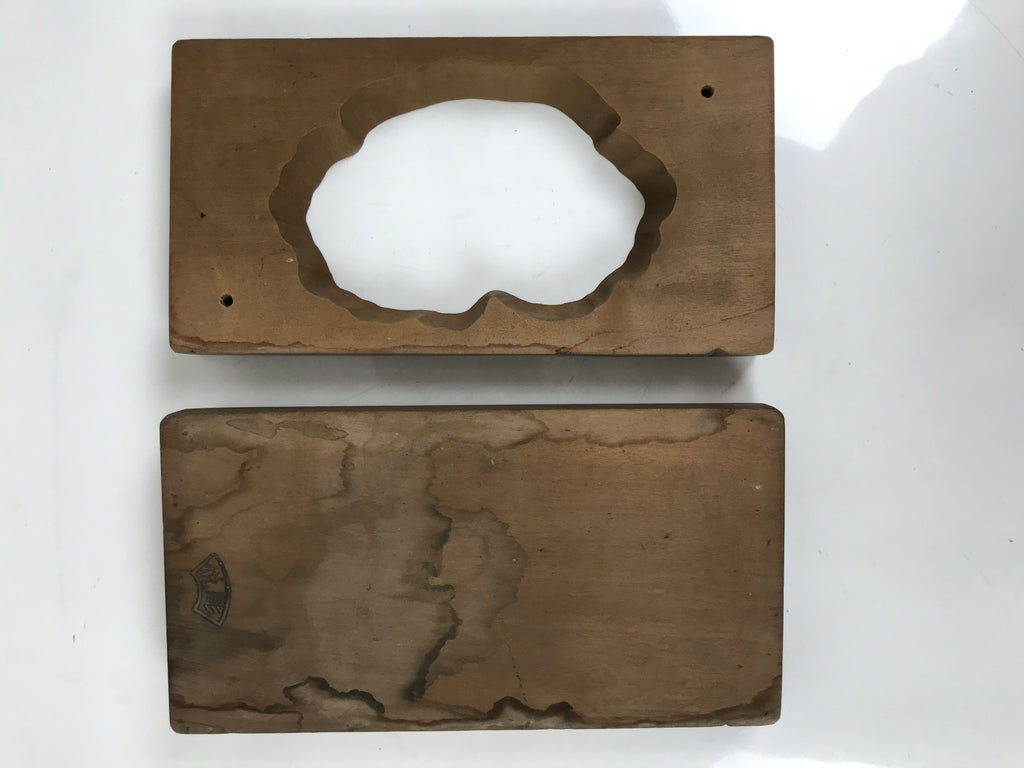 Japanese Wood Carved Kashigata Cake Mold Vtg Sweet Wagashi Lotus Leaf Kg576