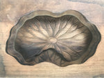 Japanese Wood Carved Kashigata Cake Mold Vtg Sweet Wagashi Lotus Leaf Kg577