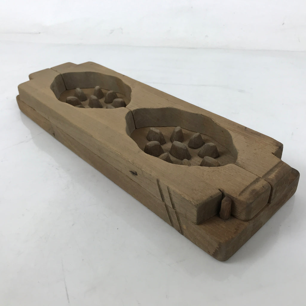 Japanese Wood Carved Kashigata Cake Mold Vtg Sweet Wagashi Lotus Root Kg580