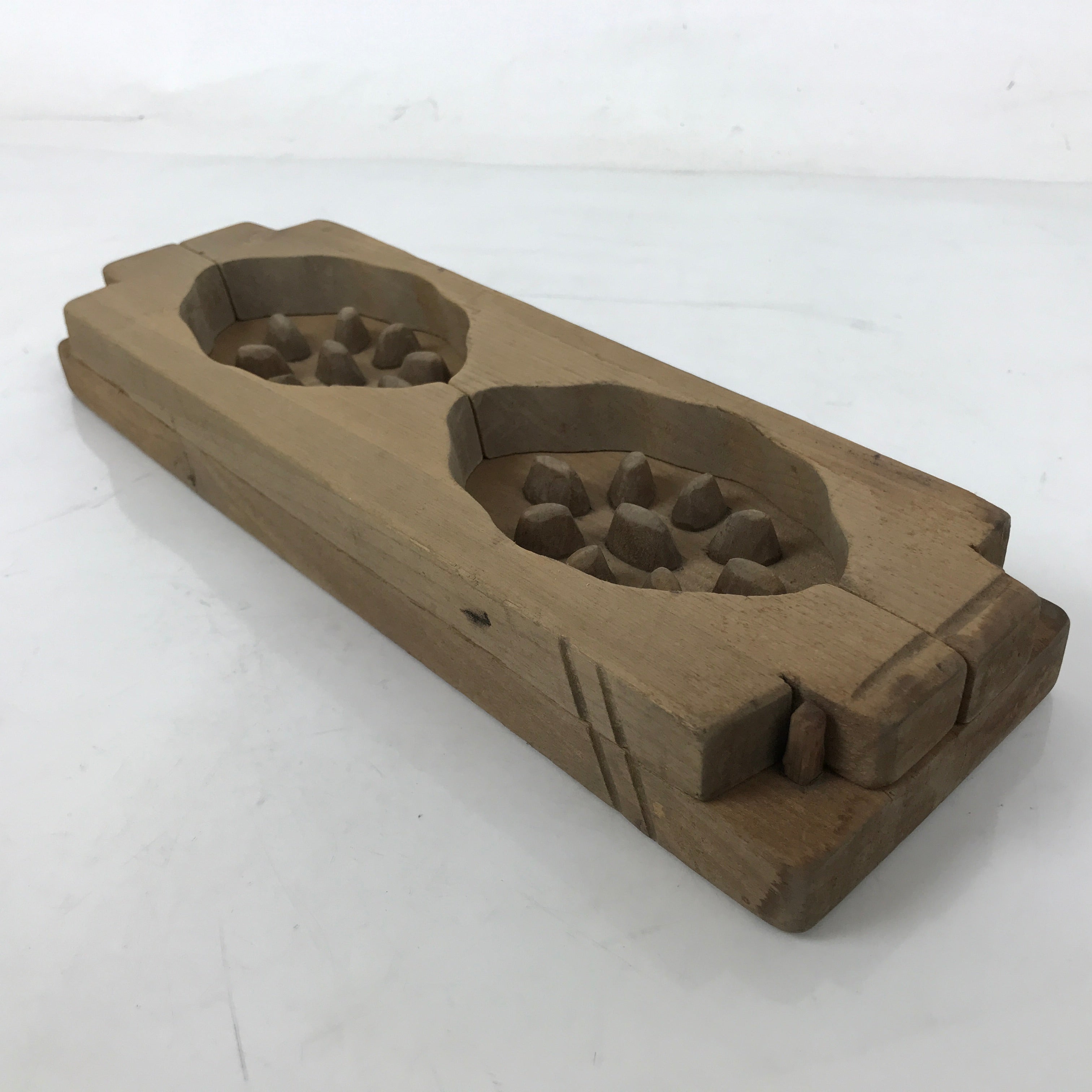 Japanese Wood Carved Kashigata Cake Mold Vtg Sweet Wagashi Lotus Root Kg580