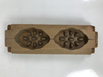 Japanese Wood Carved Kashigata Cake Mold Vtg Sweet Wagashi Lotus Root Kg580