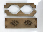 Japanese Wood Carved Kashigata Cake Mold Vtg Sweet Wagashi Lotus Root Kg580